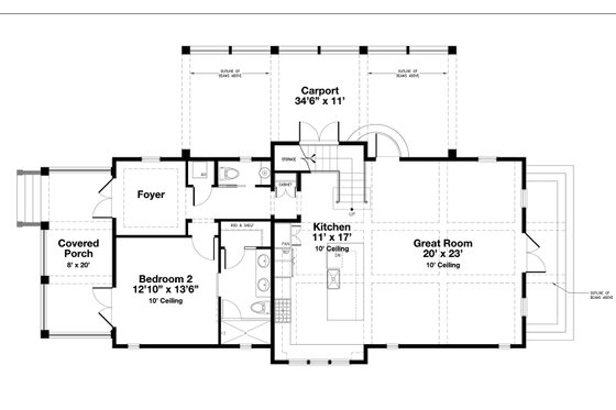 Floor Plan - Main Floor for Beach House Plan #443-17 - 4 bed, 4.5 bath