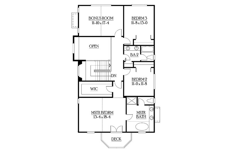 Home Plan - Floor Plan - Upper Floor for Craftsman House Plan #132-323 - 3 bed, 2.5 bath
