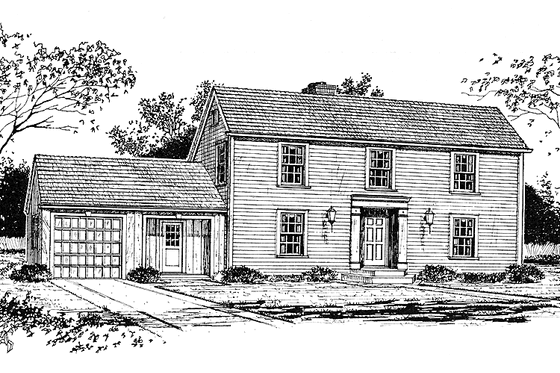 Exterior - Front Elevation 3 for Colonial House Plan #315-120 - 3 bed, 2.5 bath