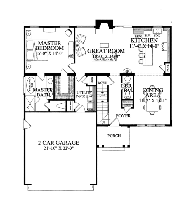 Architectural House Design - Traditional Floor Plan - Main Floor Plan #137-361