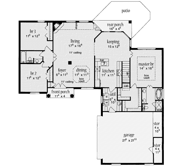 Southern Floor Plan - Main Floor Plan #36-427