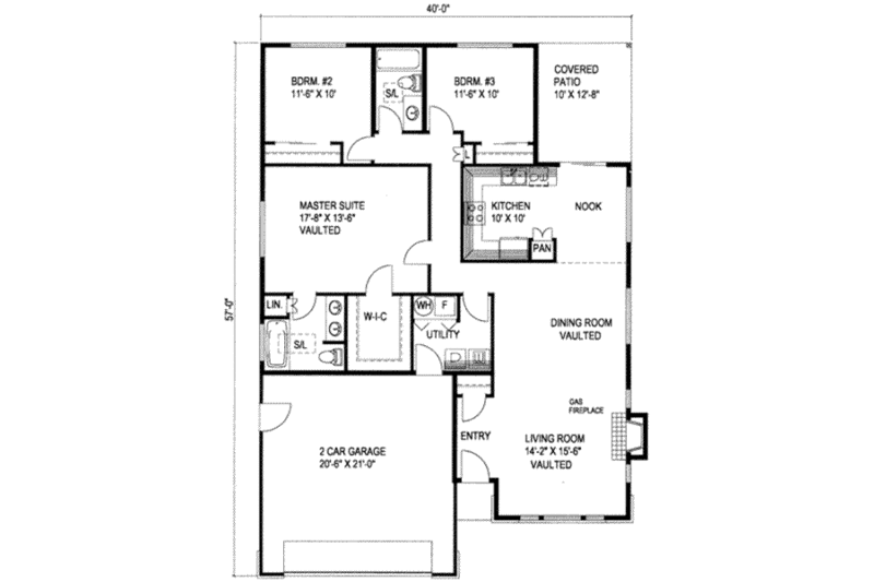 Home Plan - Floor Plan - Main Floor for Traditional House Plan #117-190 - 3 bed, 2 bath