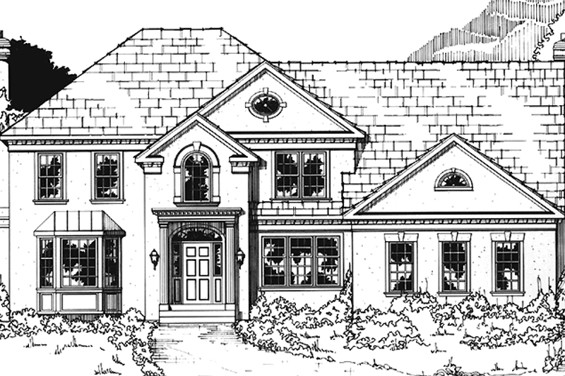 House Blueprint - European Exterior - Front Elevation Plan #953-32