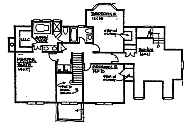 Architectural House Design - Colonial Floor Plan - Upper Floor Plan #30-337