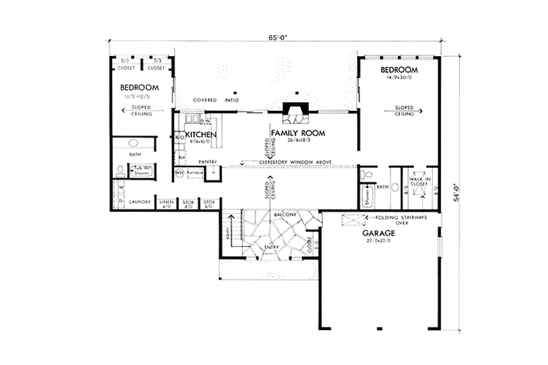 Home Plan - Floor Plan - Main Floor for Contemporary House Plan #320-1196 - 2 bed, 2 bath