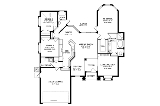 Floor Plan - Main Floor for Mediterranean House Plan #1058-37 - 3 bed, 2 bath