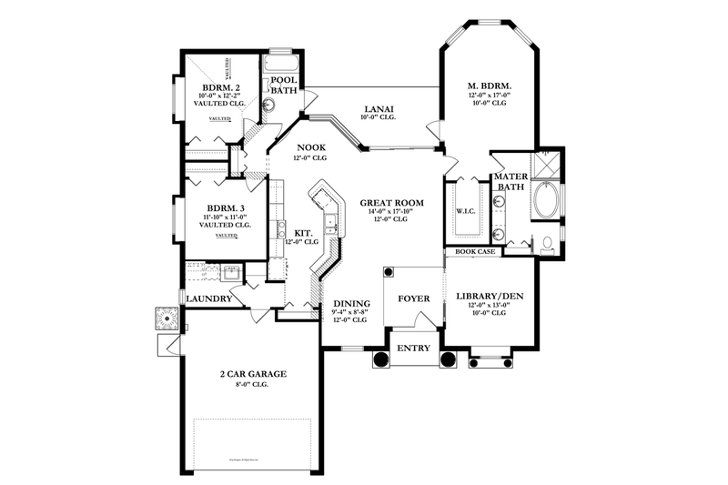 Dream House Plan - Floor Plan - Main Floor for Mediterranean House Plan #1058-37 - 3 bed, 2 bath