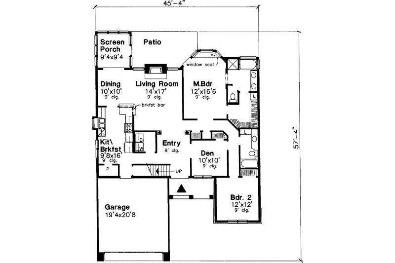House Blueprint - Floor Plan - Main Floor for European House Plan #320-535 - 2 bed, 2 bath