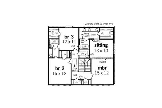 Floor Plan - Upper Floor for Country House Plan #45-360 - 4 bed, 3 bath