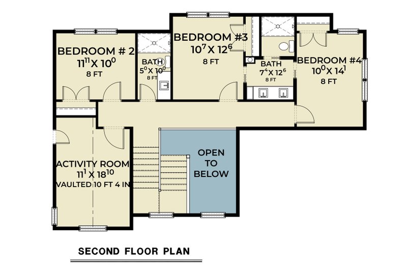 House Design - Floor Plan - Upper Floor for Contemporary House Plan #1070-214 - 4 bed, 3.5 bath