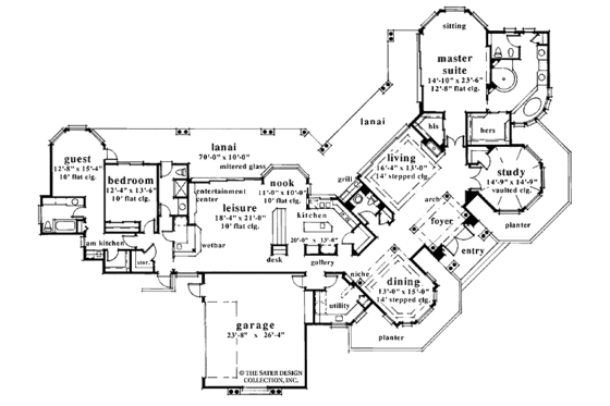 Floor Plan - Main Floor for Mediterranean House Plan #930-40 - 3 bed, 3.5 bath