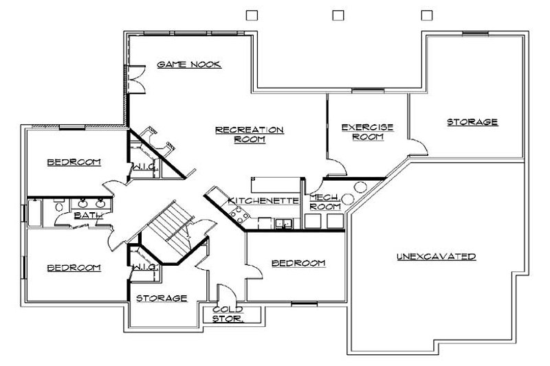 Architectural House Design - Floor Plan - Lower Floor for European House Plan #5-312 - 5 bed, 3.5 bath