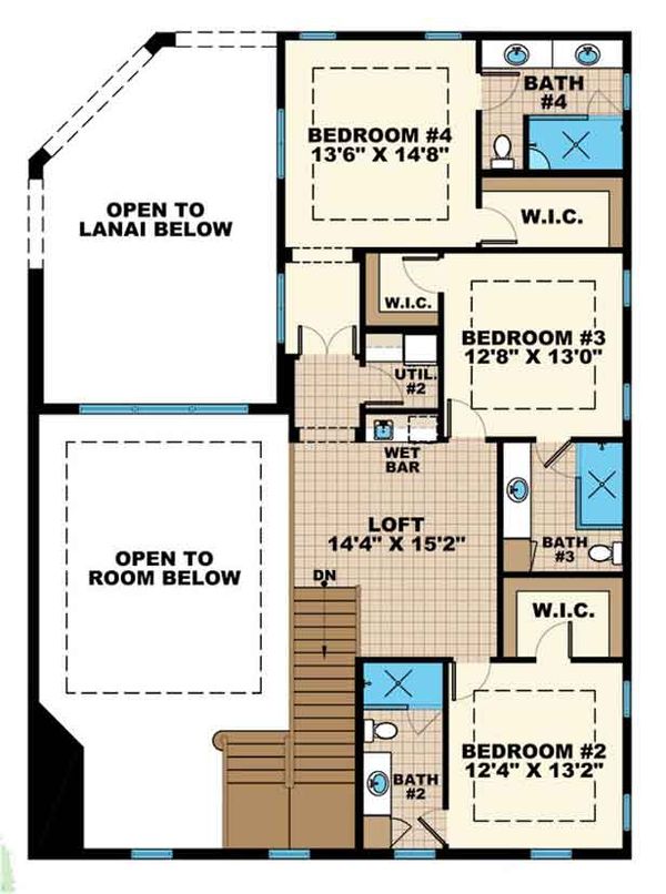 Dream House Plan - Mediterranean Floor Plan - Upper Floor Plan #1017-159