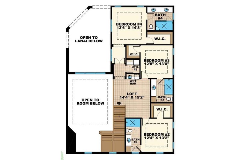Home Plan - Floor Plan - Upper Floor for Mediterranean House Plan #1017-159 - 4 bed, 4.5 bath
