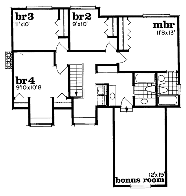House Blueprint - Country Floor Plan - Upper Floor Plan #47-670