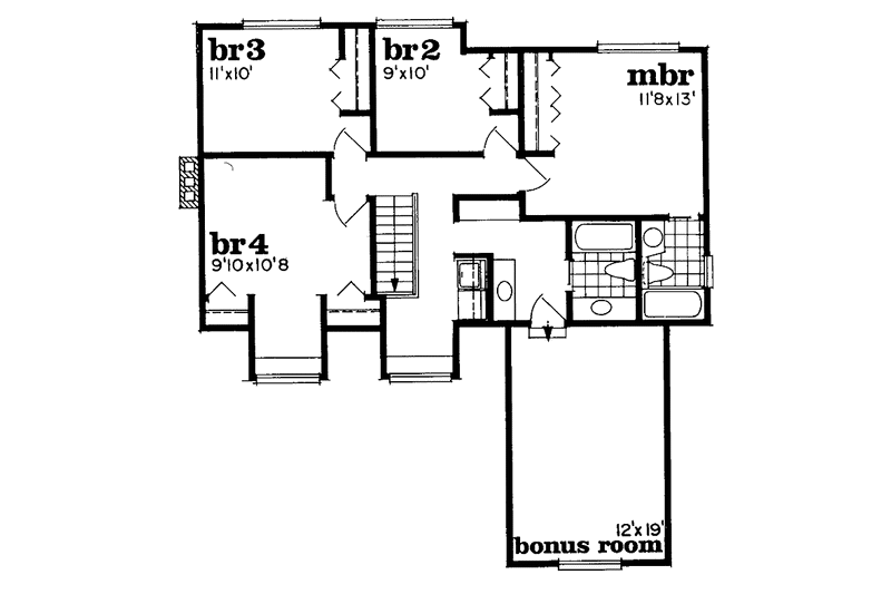 Home Plan - Floor Plan - Upper Floor for Country House Plan #47-670 - 4 bed, 2.5 bath