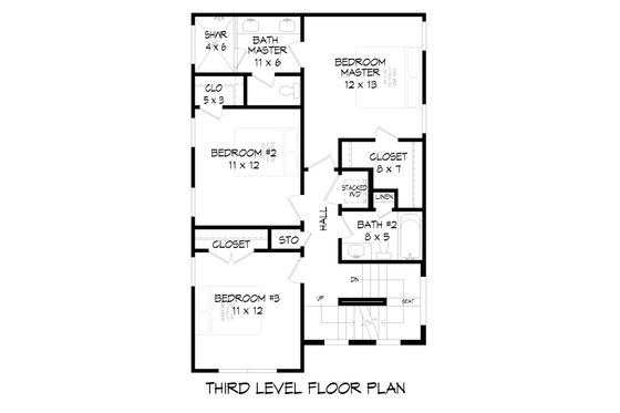 Floor Plan - Upper Floor 1 for Contemporary House Plan #932-633 - 4 bed, 3 bath
