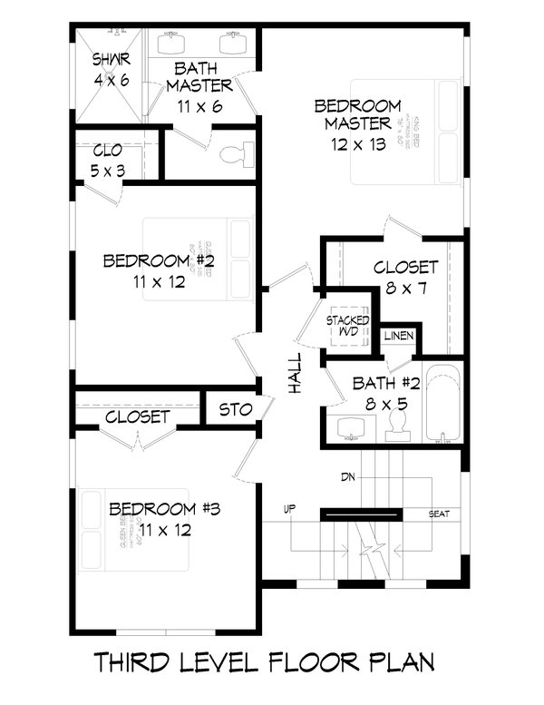 Contemporary Floor Plan - Upper Floor Plan #932-633