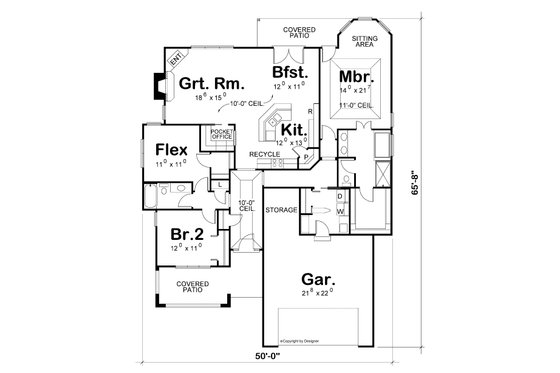 Floor Plan - Main Floor for Traditional House Plan #20-1609 - 3 bed, 2 bath