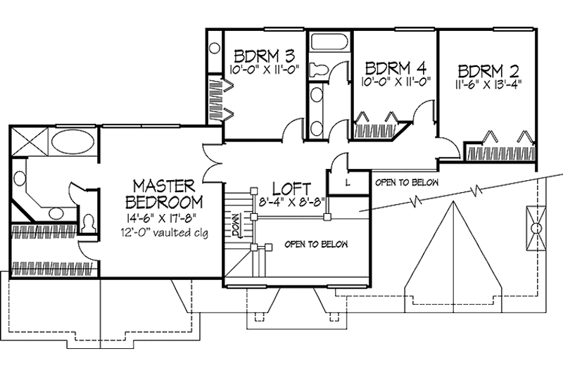 Dream House Plan - Floor Plan - Upper Floor for Prairie House Plan #320-1148 - 4 bed, 2.5 bath