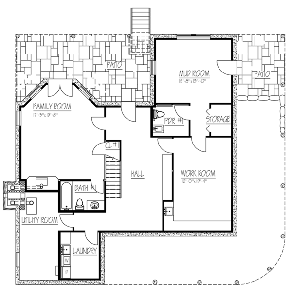 Architectural House Design - Colonial Floor Plan - Lower Floor Plan #1061-6