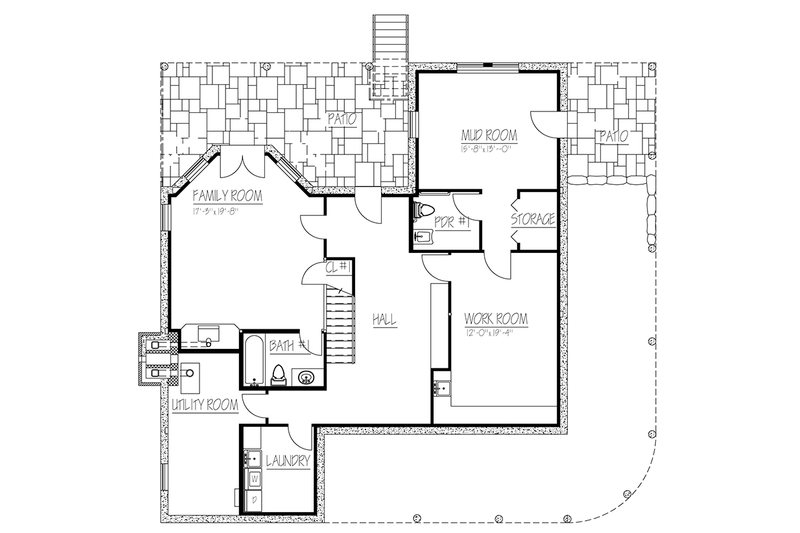 Dream House Plan - Floor Plan - Lower Floor for Colonial House Plan #1061-6 - 3 bed, 3 bath