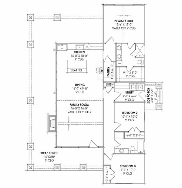 Home Plan - Floor Plan - Main Floor for Bungalow House Plan #1096-182 - 3 bed, 2 bath