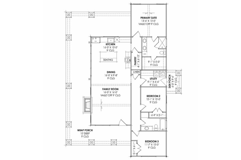Home Plan - Floor Plan - Main Floor for Bungalow House Plan #1096-182 - 3 bed, 2 bath