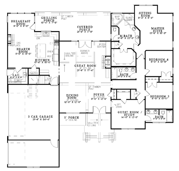 House Design - Country Floor Plan - Main Floor Plan #17-3315