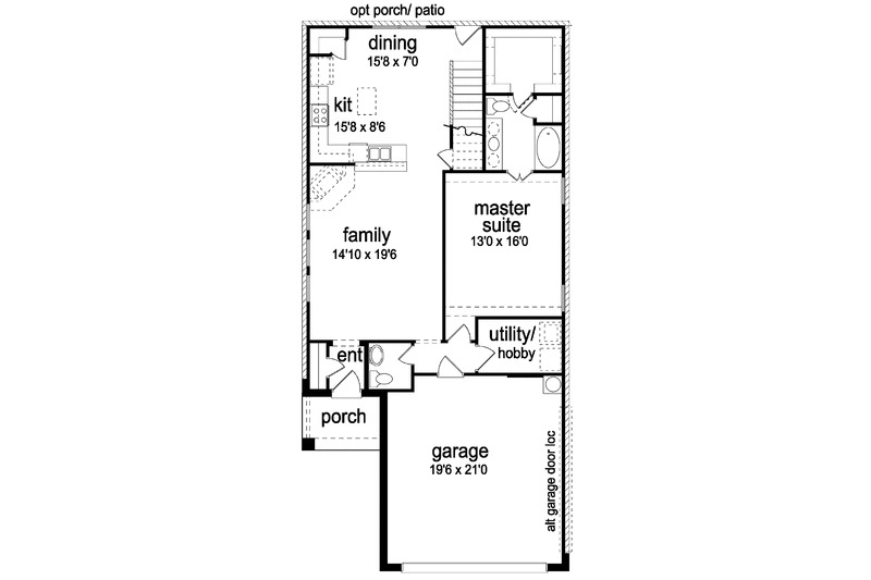 Home Plan - Floor Plan - Main Floor for Prairie House Plan #84-666 - 3 bed, 2.5 bath