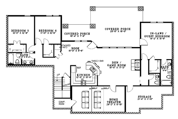 House Plan Design - Craftsman Floor Plan - Lower Floor Plan #17-3322