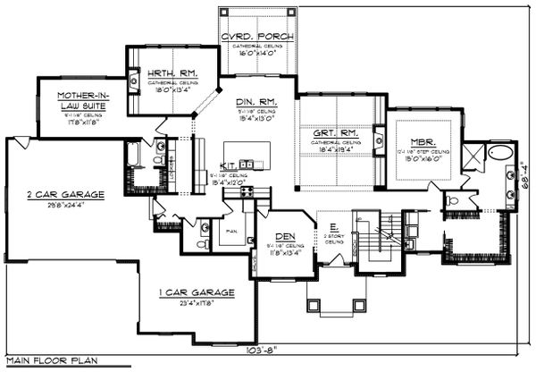 House Blueprint - Craftsman Floor Plan - Main Floor Plan #70-1471