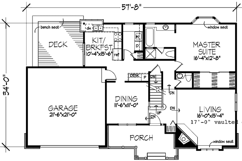 Home Plan - Floor Plan - Main Floor for Country House Plan #320-1124 - 3 bed, 2.5 bath