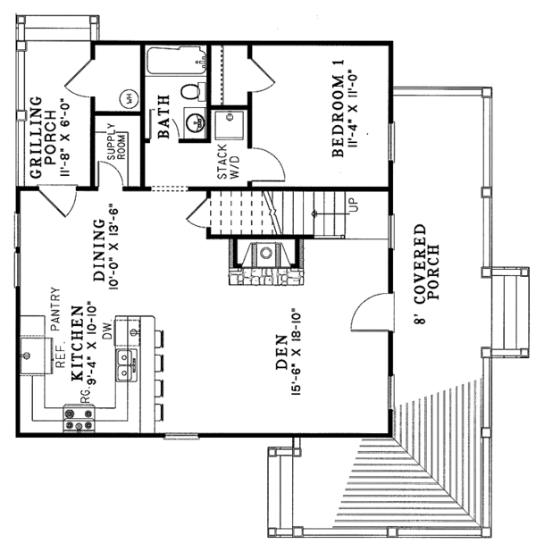 House Plan Design - Craftsman Floor Plan - Main Floor Plan #17-3154