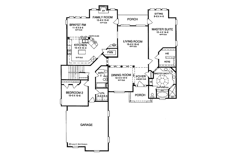 House Design - Floor Plan - Main Floor for Traditional House Plan #952-92 - 4 bed, 3 bath
