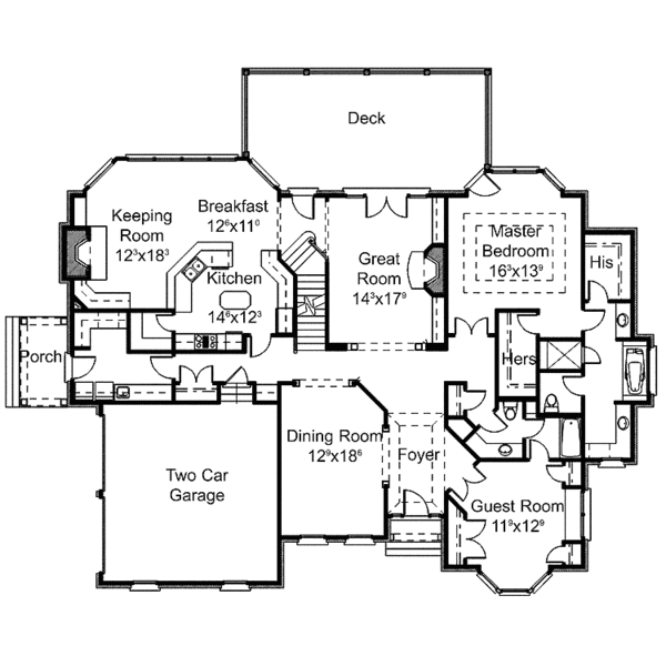 House Design - Colonial Floor Plan - Main Floor Plan #429-270