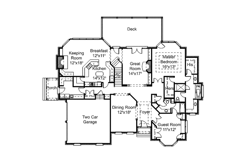 Home Plan - Floor Plan - Main Floor for Colonial House Plan #429-270 - 4 bed, 4 bath