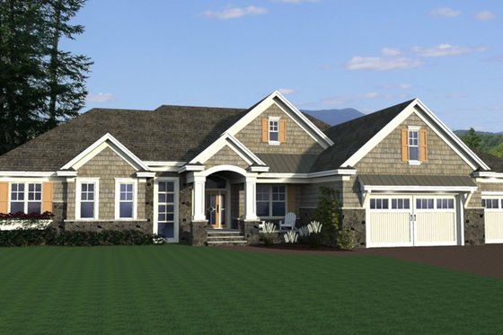 Exterior - Front Elevation 3 for Craftsman House Plan #51-258 - 3 bed, 2.5 bath