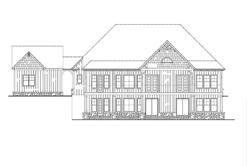 House Blueprint - Exterior - Rear Elevation for Ranch House Plan #54-365 - 4 bed, 4 bath