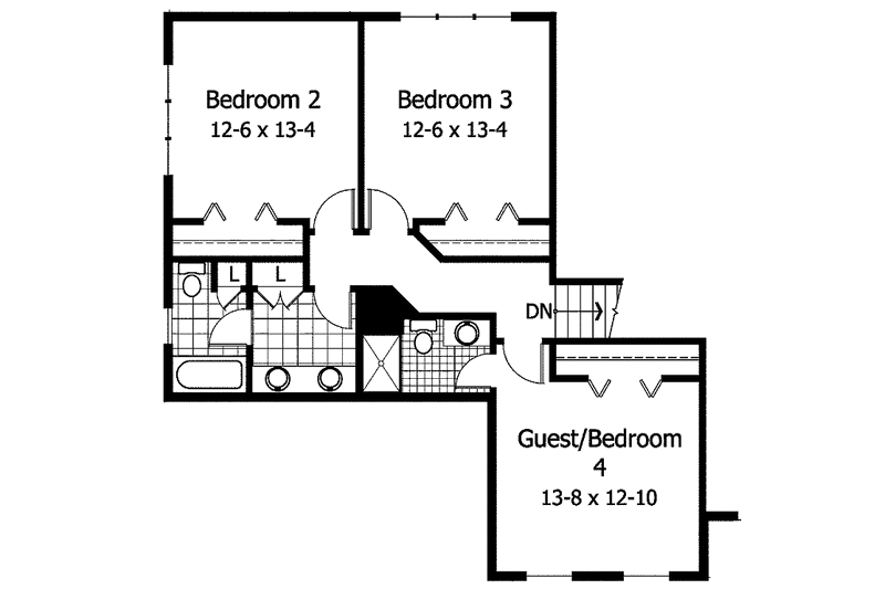 Architectural House Design - Floor Plan - Upper Floor for Traditional House Plan #51-777 - 4 bed, 3.5 bath