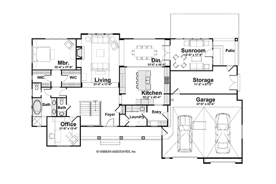 Floor Plan - Main Floor for Craftsman House Plan #928-223 - 4 bed, 3.5 bath
