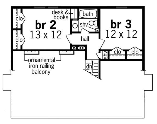 Home Plan - Traditional Floor Plan - Upper Floor Plan #45-417