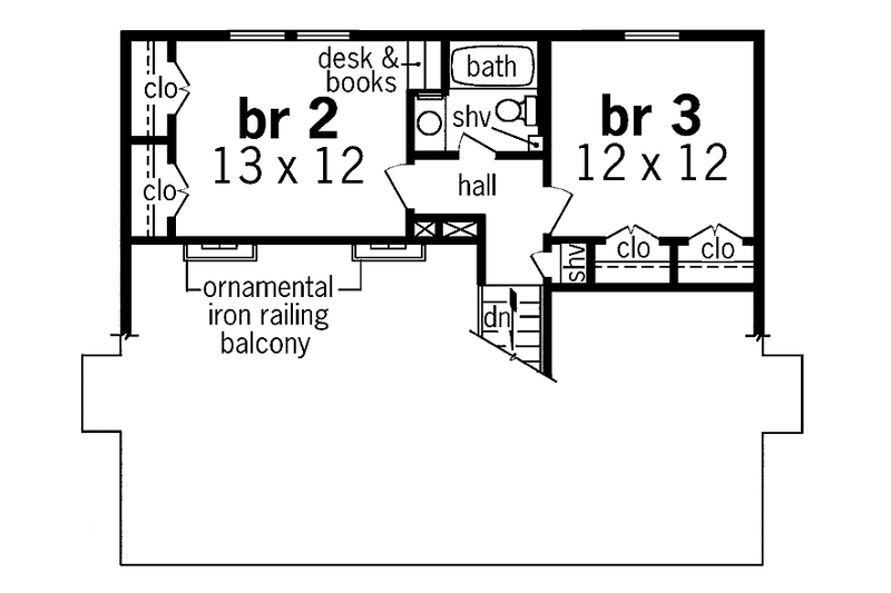 Dream House Plan - Floor Plan - Upper Floor for Traditional House Plan #45-417 - 3 bed, 2 bath