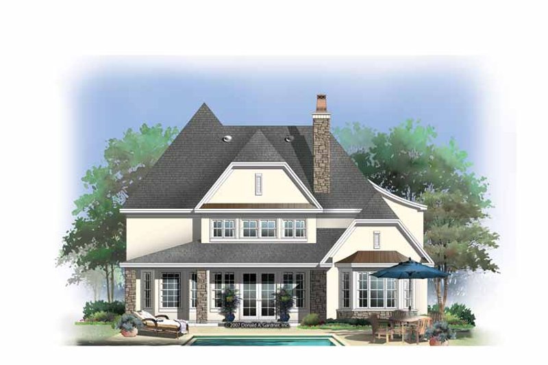 Home Plan - Exterior - Rear Elevation 1 for European House Plan #929-838 - 5 bed, 4 bath