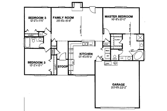Floor Plan - Main Floor for Country House Plan #30-307 - 3 bed, 2 bath