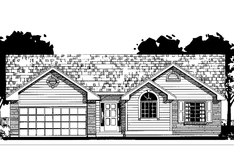 Home Plan - Exterior - Front Elevation 3 for Ranch House Plan #300-127 - 3 bed, 2 bath
