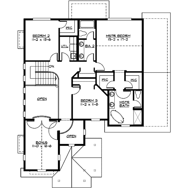 Craftsman Floor Plan - Upper Floor Plan #132-128
