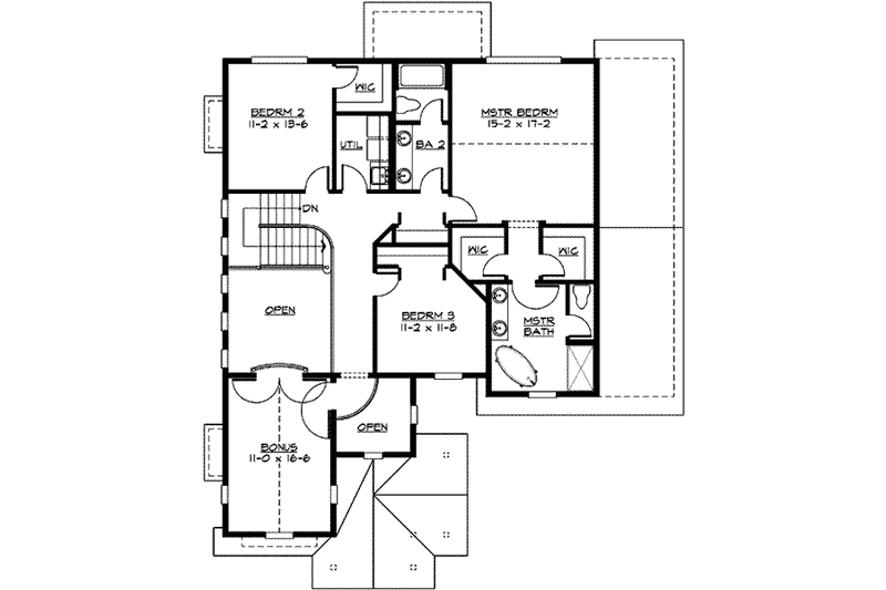 Dream House Plan - Floor Plan - Upper Floor for Craftsman House Plan #132-128 - 3 bed, 2.5 bath