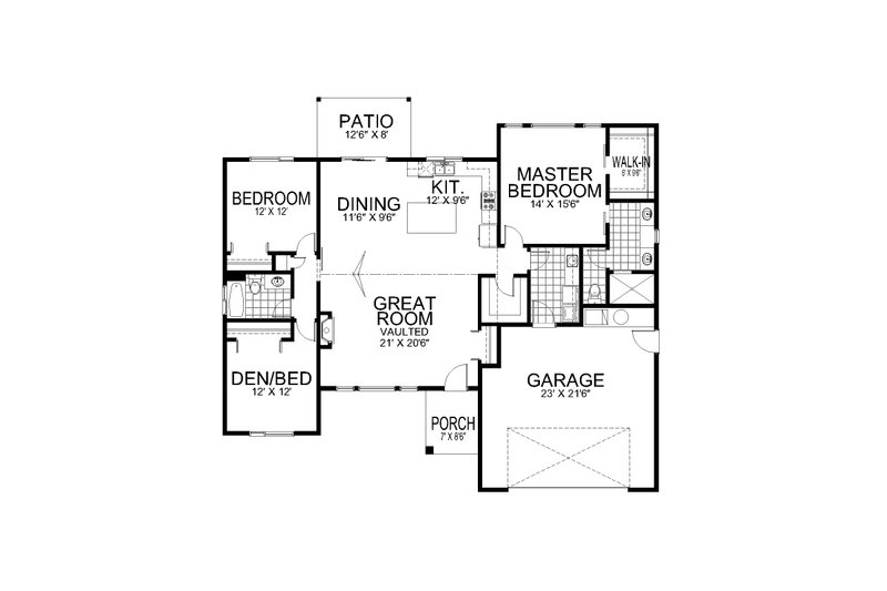 Home Plan - Floor Plan - Main Floor for Contemporary House Plan #112-197 - 3 bed, 2 bath