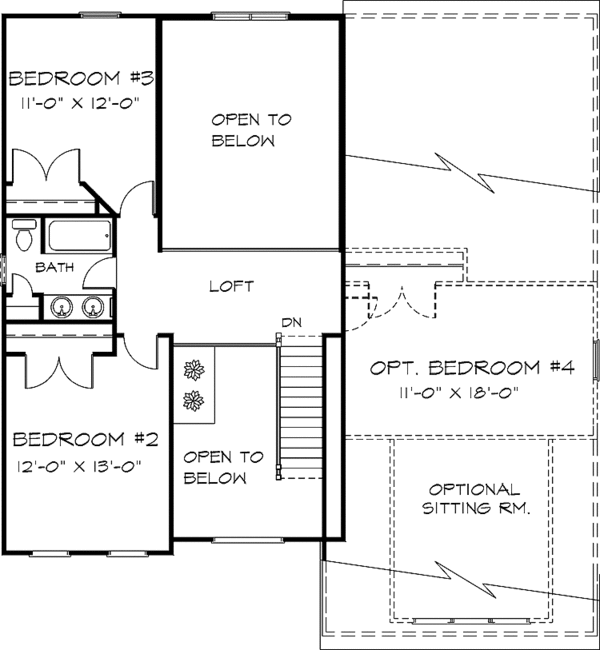 Architectural House Design - Colonial Floor Plan - Upper Floor Plan #320-1435